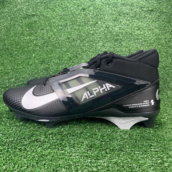 Nike 2024 Alpha Menace 4 Pro Mens 14 Football Cleats Black/Smoke Grey FD7037-001 - Picture 8 of 17